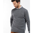 Barbour Firle Cotton Cashmere Mens Crew Neck Jumper - Grey Marl - William Powell