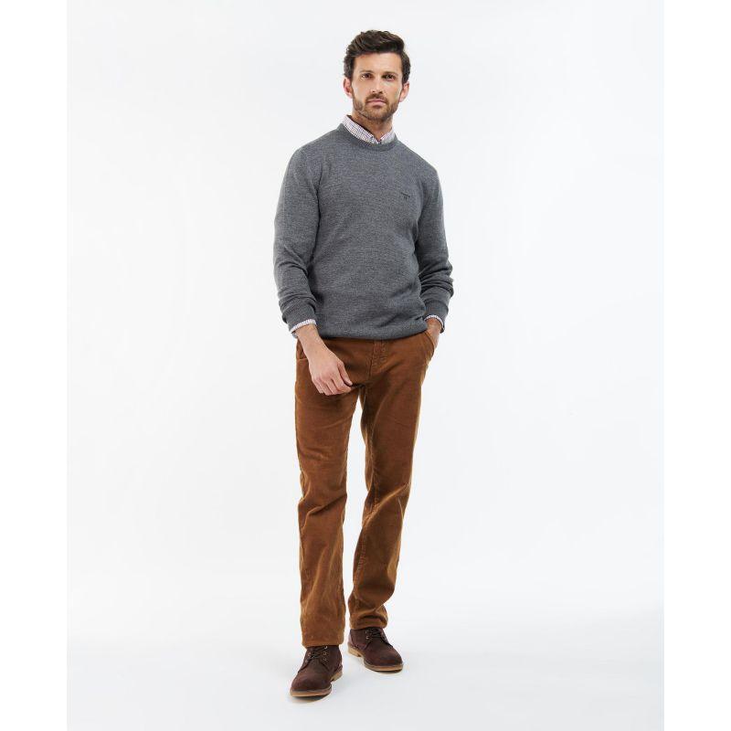 Barbour Firle Cotton Cashmere Mens Crew Neck Jumper - Grey Marl - William Powell