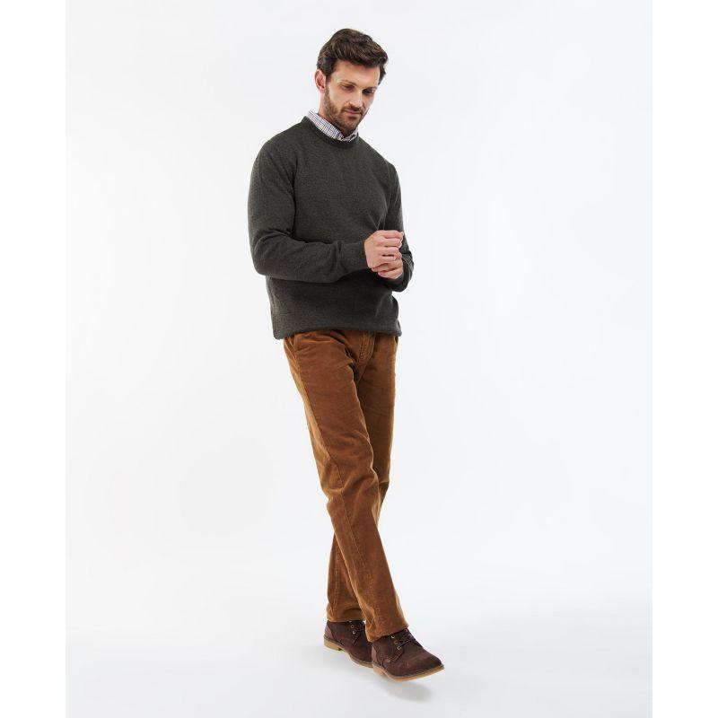 Barbour Firle Cotton Cashmere Mens Crew Neck Jumper - Olive Marl - William Powell