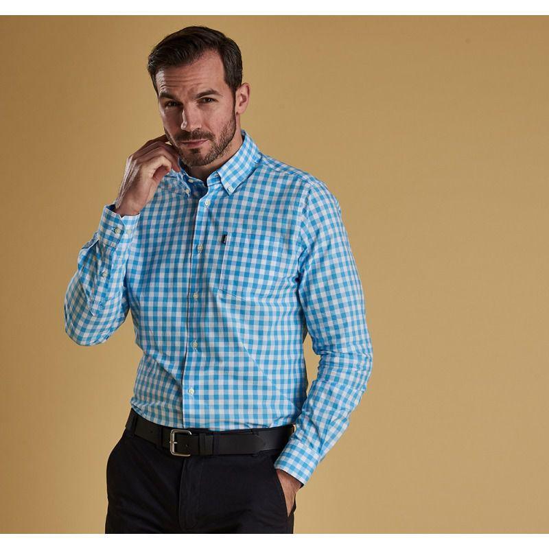 Barbour Gingham 3 Tailored Fit Mens Shirt - Pale Blue - William Powell
