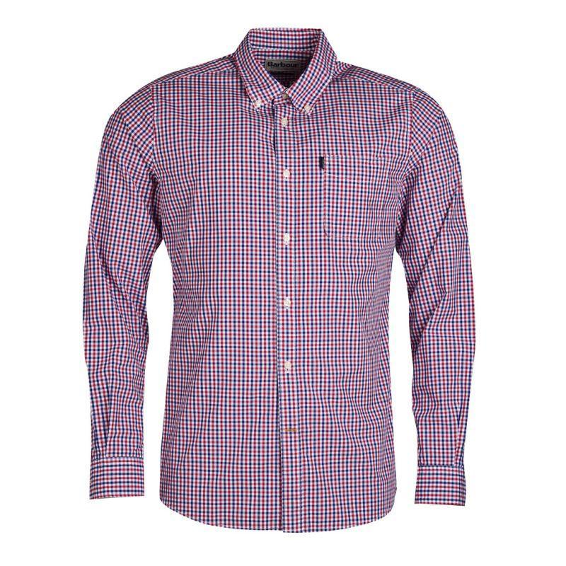 Barbour Gingham Tailored Fit Mens Shirt - Red - William Powell
