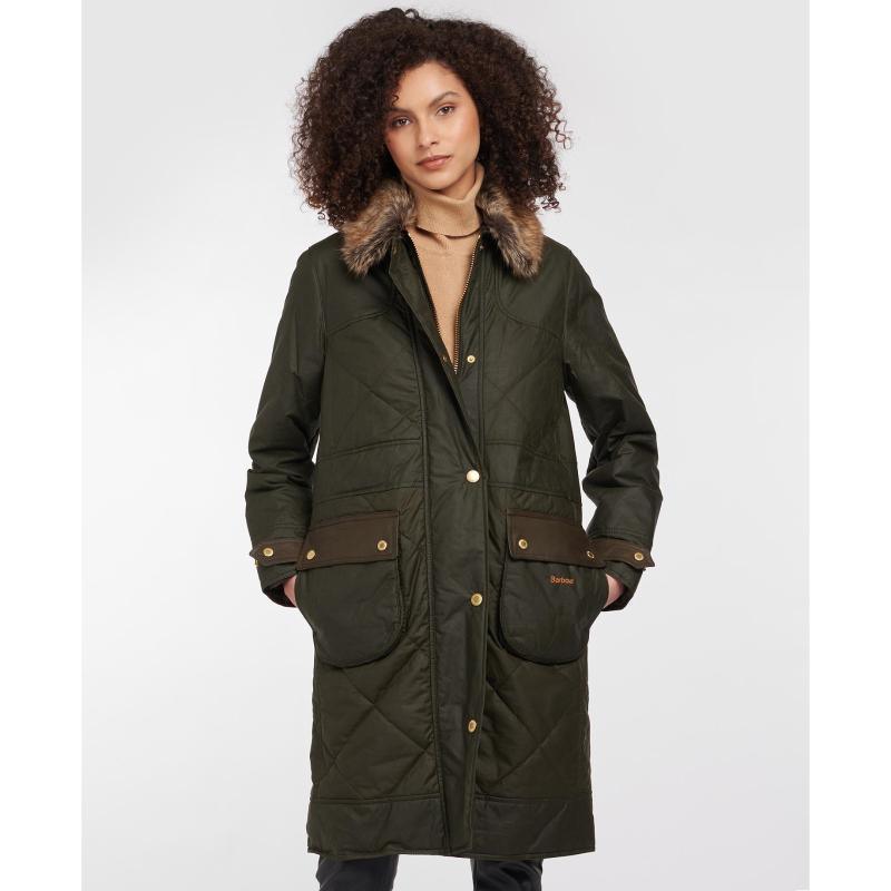 Barbour Golspie Ladies Quilted Wax Jacket - Archive Olive/ Classic - William Powell