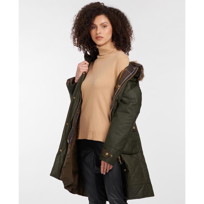 Barbour Golspie Ladies Quilted Wax Jacket - Archive Olive/ Classic - William Powell