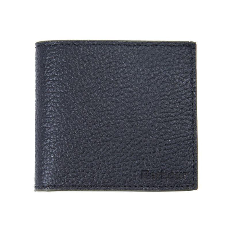 Barbour Grain Leather Mens Billfold Wallet - Black - William Powell