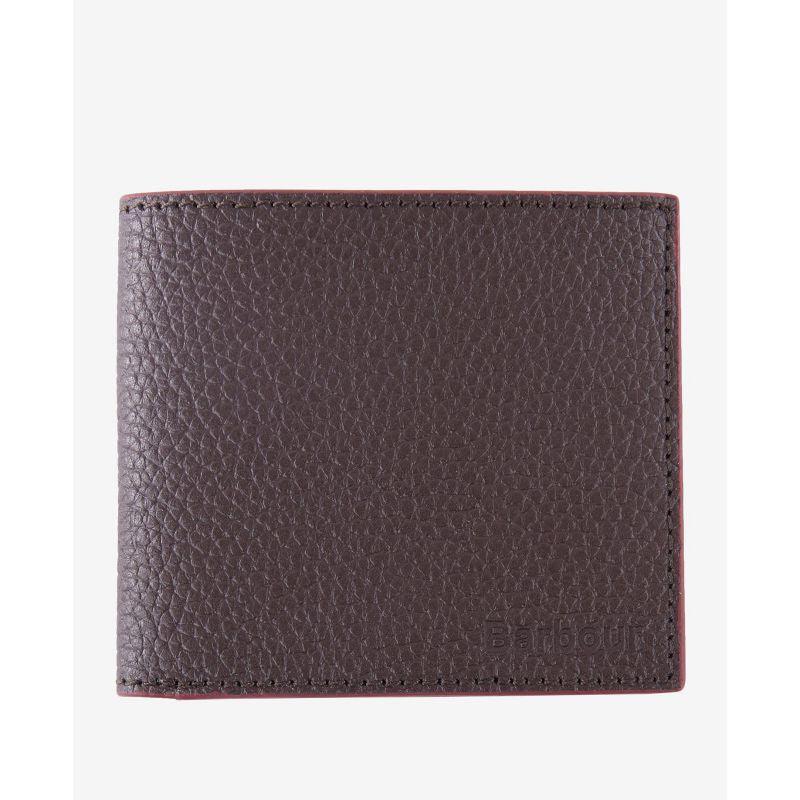 Barbour Grain Leather Mens Billfold Wallet - Dark Brown - William Powell