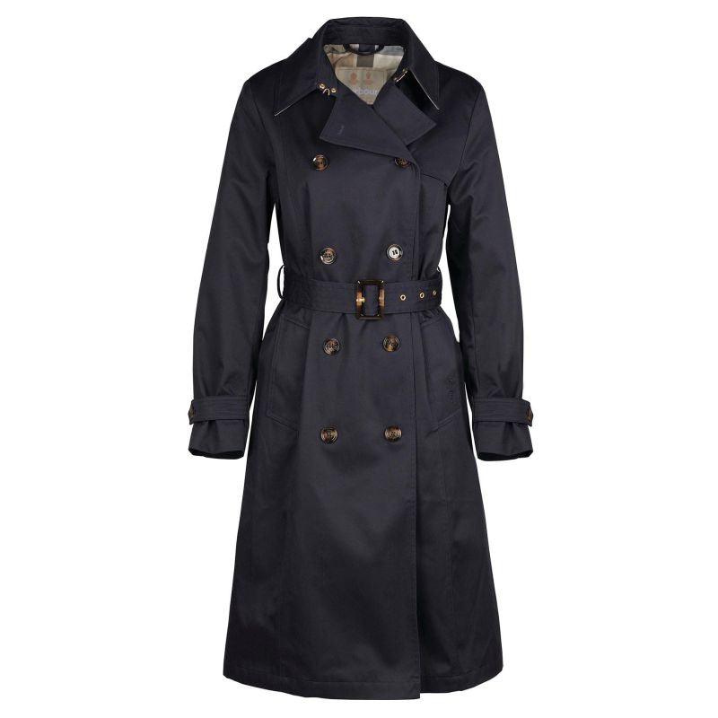 Barbour Greta Ladies Showerproof Trench - Midnight/Rosewood Tartan - William Powell