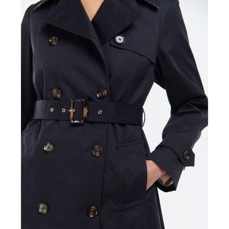 Barbour Greta Ladies Showerproof Trench - Midnight/Rosewood Tartan - William Powell