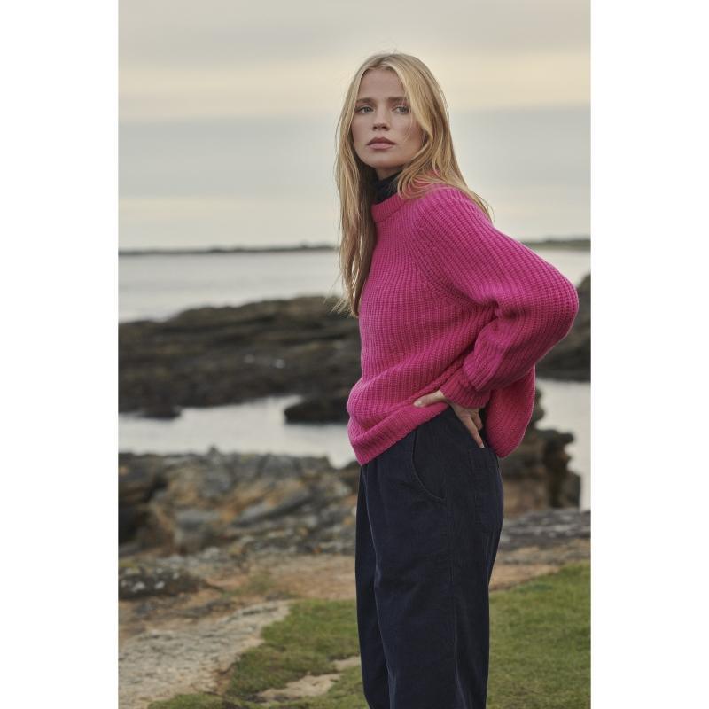 Barbour Hartley Ladies Knit - Fuchsia - William Powell