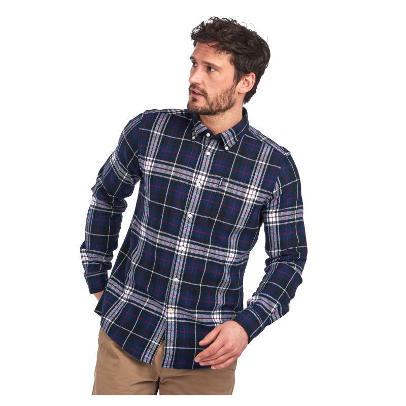 Barbour Highland Check 34 Mens Tailored Shirt - Navy - William Powell