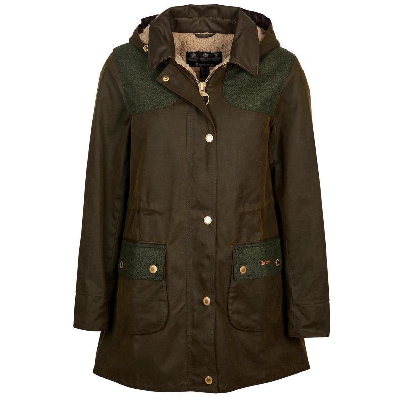 Barbour Keiss Ladies Wax Jacket - Olive/Natural - William Powell