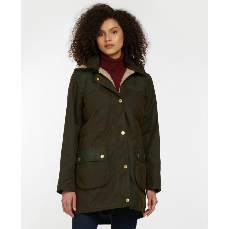 Barbour Keiss Ladies Wax Jacket - Olive/Natural - William Powell