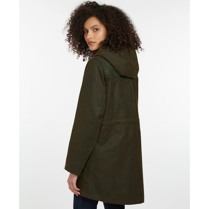 Barbour Keiss Ladies Wax Jacket - Olive/Natural - William Powell