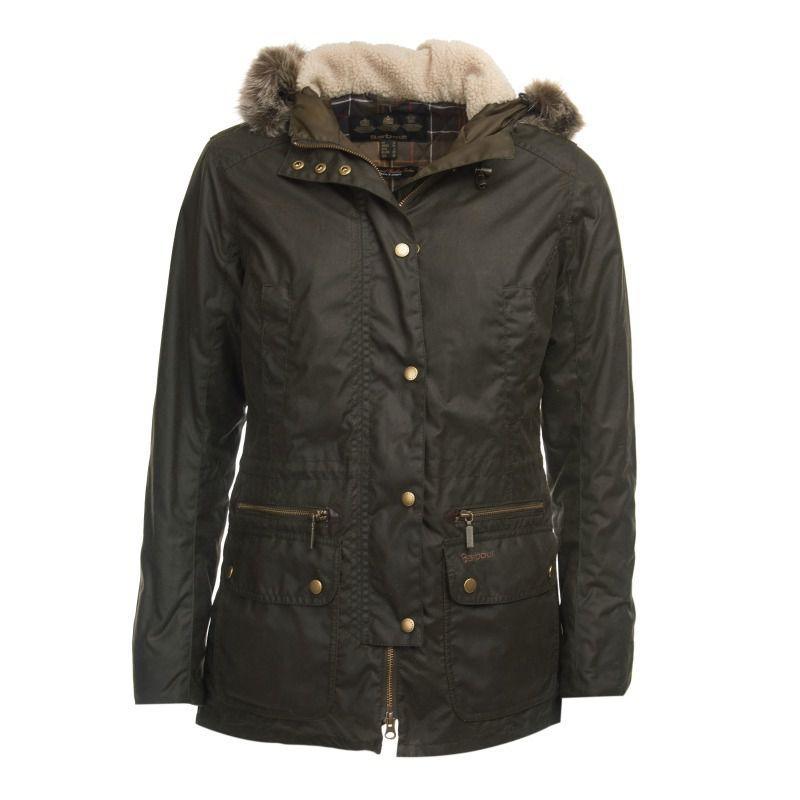 Barbour Ladies Kelsall Wax Parka Jacket - Olive / Classic - William Powell