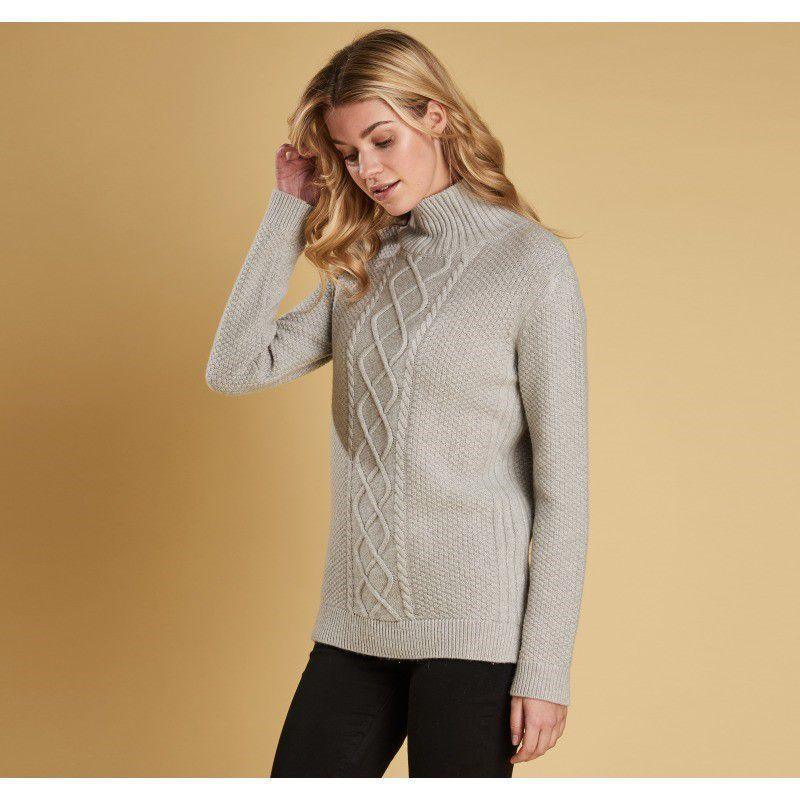 Barbour Ladies Leith Roll Collar Jumper - Light Grey Marl - William Powell