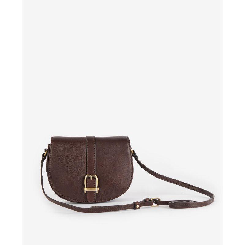 Barbour Laire Ladies Leather Saddle Bag - Dark Brown - William Powell