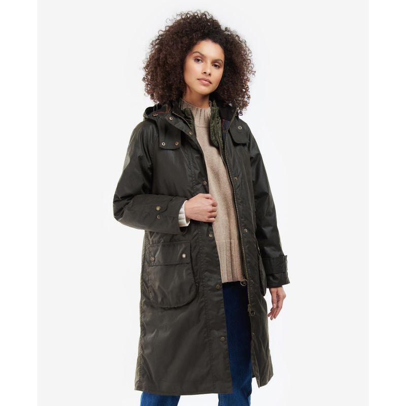 Barbour Long Cannich Ladies Wax Coat - Olive/Classic - William Powell
