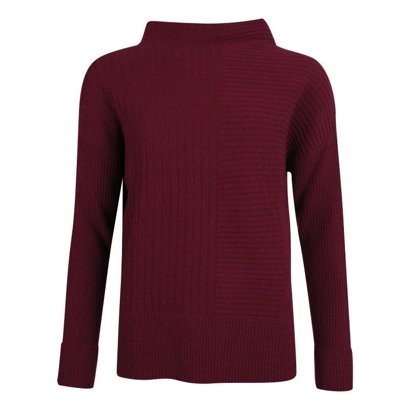 Barbour Lossie Ladies Funnel Neck Knit - Garnet - William Powell