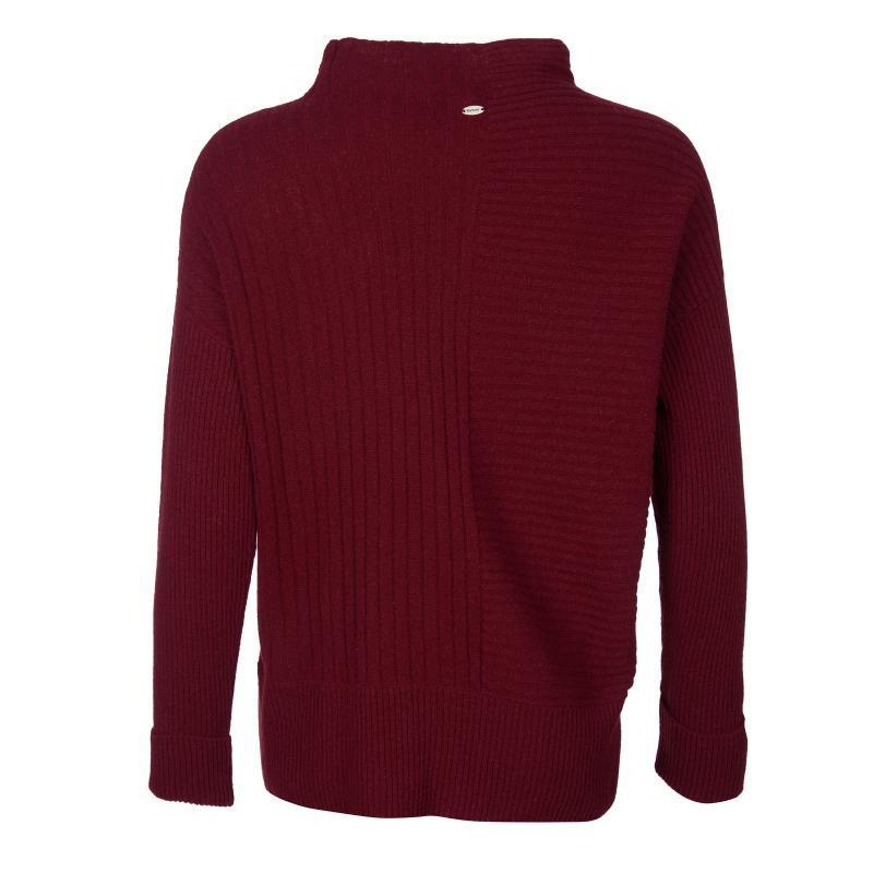 Barbour Lossie Ladies Funnel Neck Knit - Garnet - William Powell