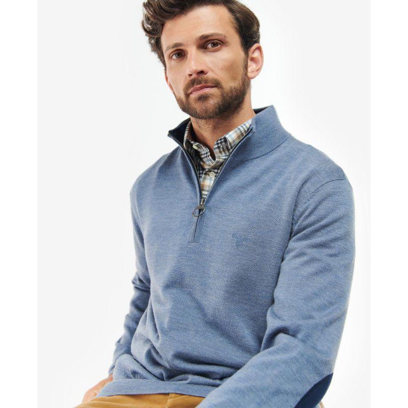 Barbour Loyton Merino Mens 1/4 Zip Jumper - Denim Blue - William Powell