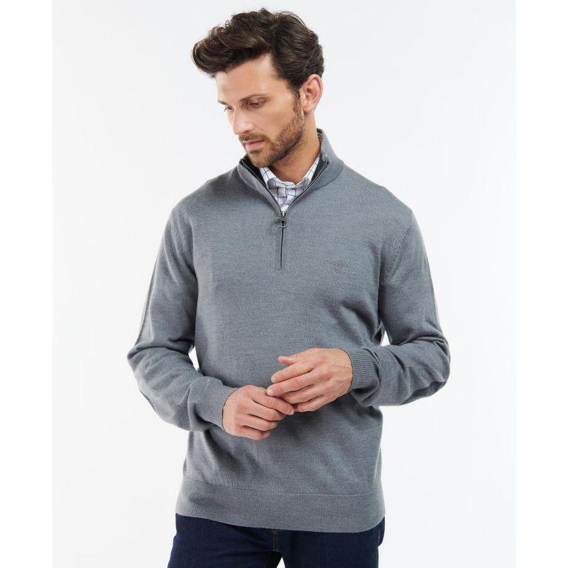 Barbour Loyton Merino Mens 1/4 Zip Jumper - Grey Marl - William Powell