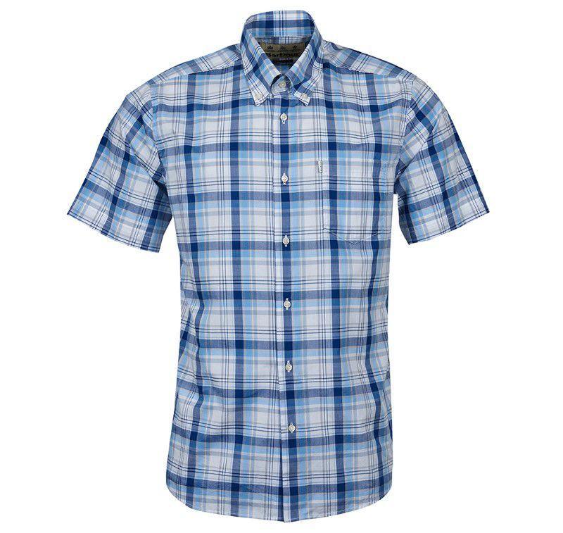 Barbour Madras Regular Fit Short Sleeved Mens Shirt - Blue - William Powell