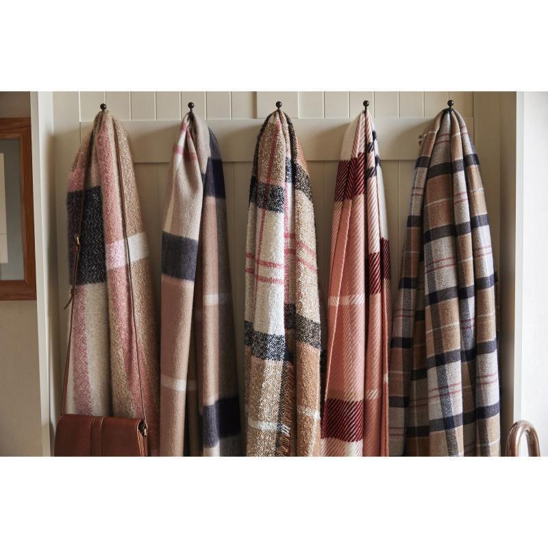 Barbour Montieth Ladies Reversible Tartan Wrap - Pink/Hessian - William Powell