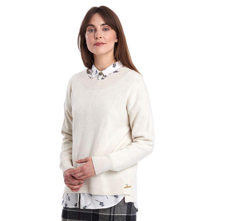 Barbour Morag Round Neck Ladies Knit - Cloud - William Powell