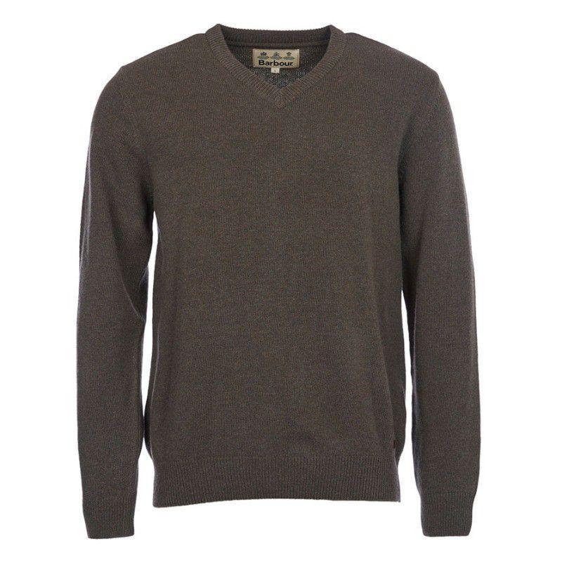 Barbour Nelson Essential V Neck Jumper - Seaweed - William Powell