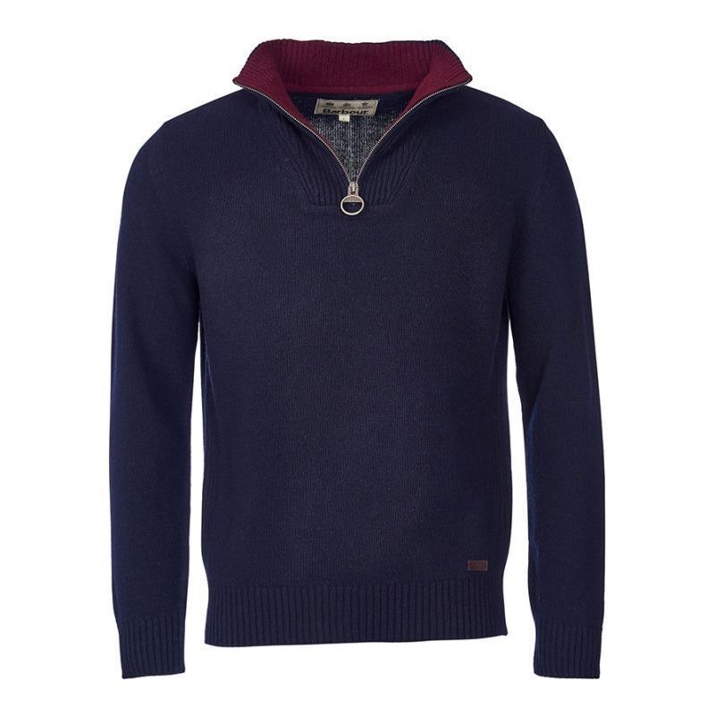 Barbour Nelson Essential Zip Neck Jumper - Navy - William Powell