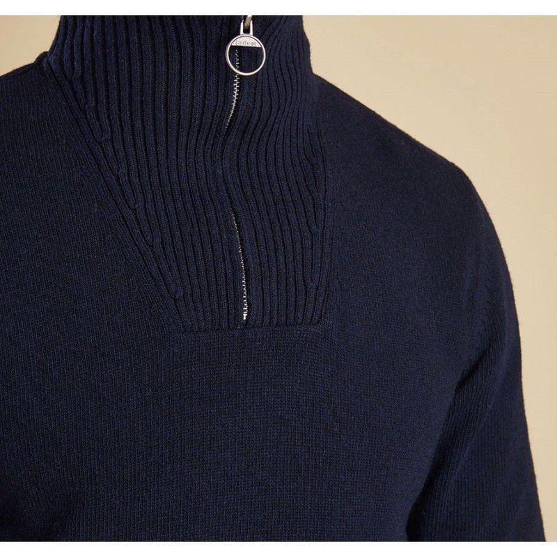 Barbour Nelson Essential Zip Neck Jumper - Navy - William Powell