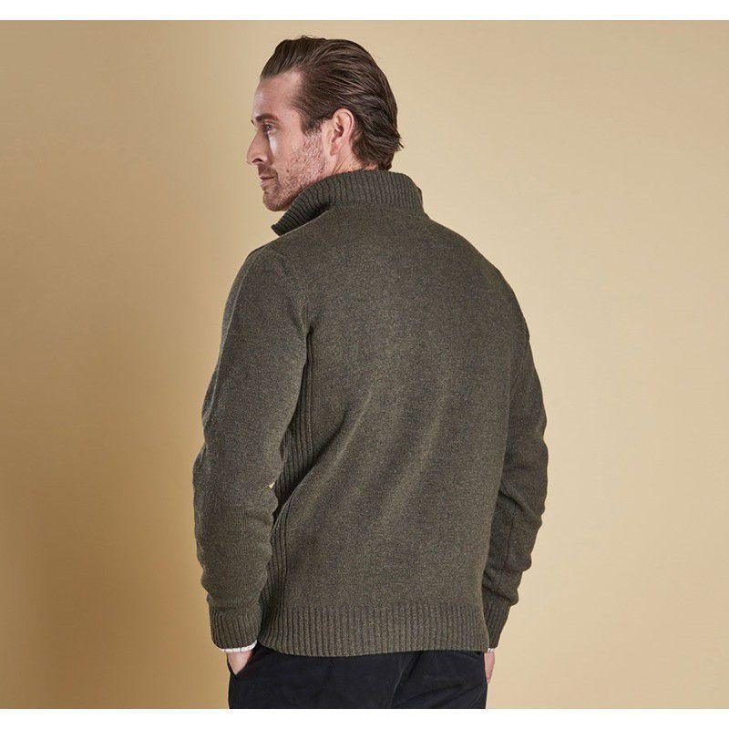 Barbour Nelson Essential Zip Neck Jumper - Seaweed - William Powell