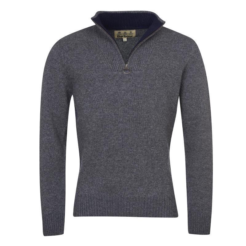 Barbour Nelson Essential Zip Neck Jumper - Storm Grey - William Powell