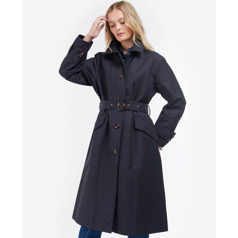 Barbour Opal Ladies Showerproof Trench - Midnight/Rosewood Tartan - William Powell