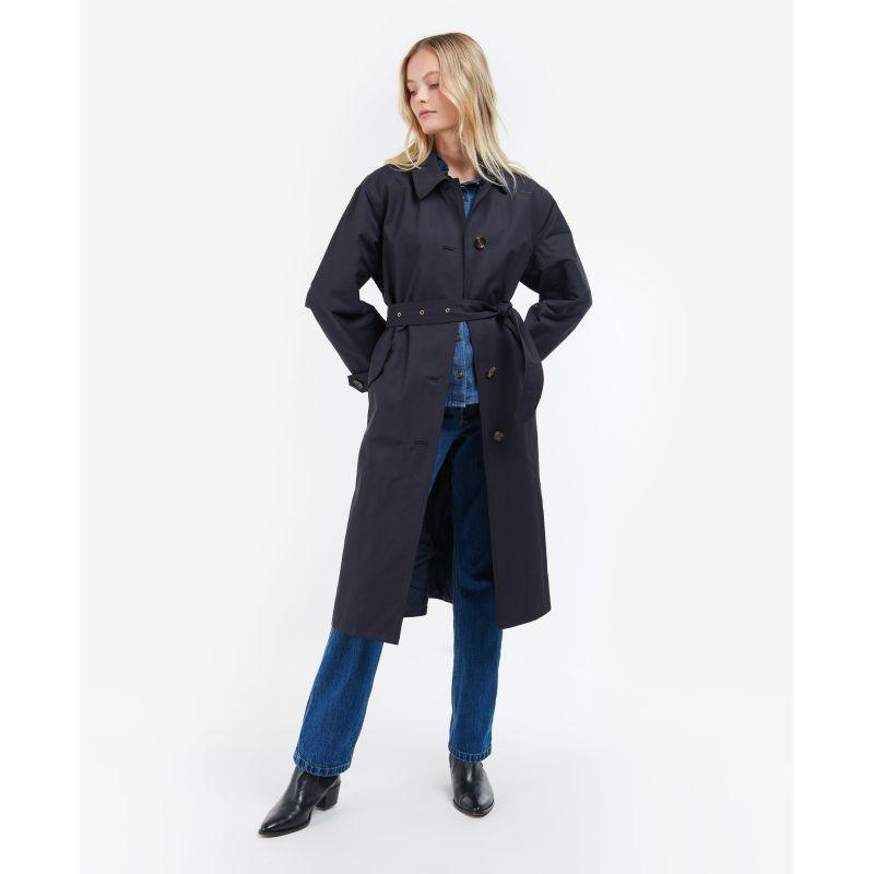 Barbour Opal Ladies Showerproof Trench - Midnight/Rosewood Tartan - William Powell