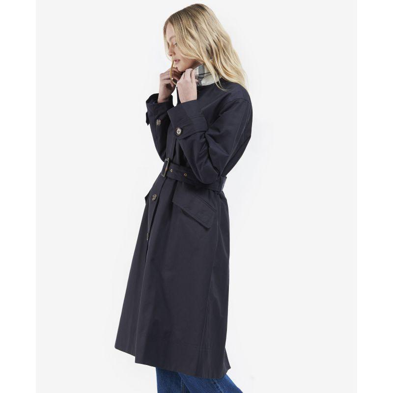 Barbour Opal Ladies Showerproof Trench - Midnight/Rosewood Tartan - William Powell