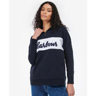 Barbour Otterburn Ladies 1/4 Zip Sweatshirt - Navy/White - William Powell