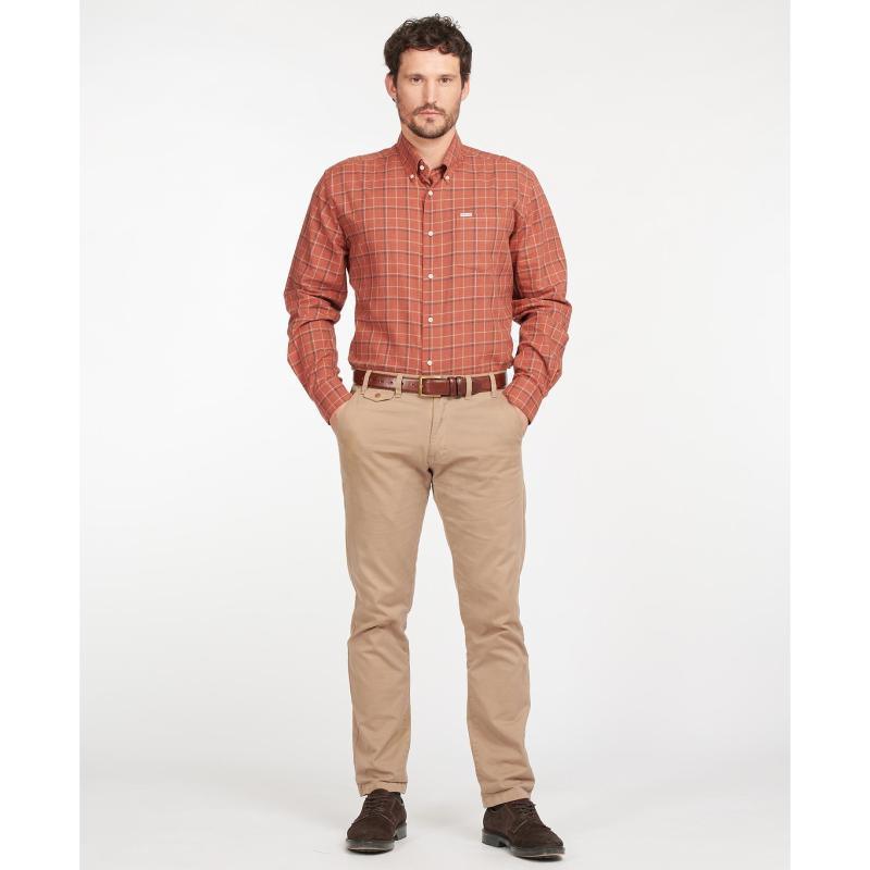 Barbour Pelton Regular Fit Mens Shirt - Garnet Red - William Powell