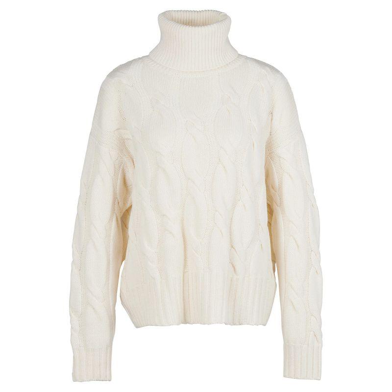 Barbour Pendula Ladies Roll Neck Knit - Cream - William Powell