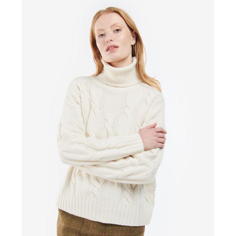 Barbour Pendula Ladies Roll Neck Knit - Cream - William Powell