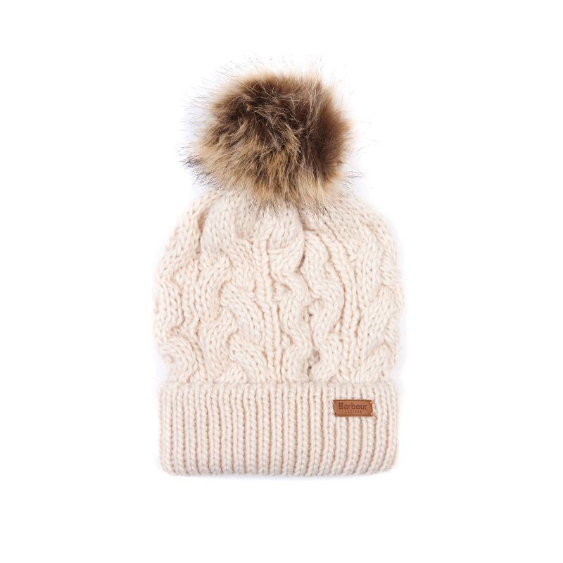 Barbour Penshaw Cable Ladies PomPom Hat - Blush Pink - William Powell
