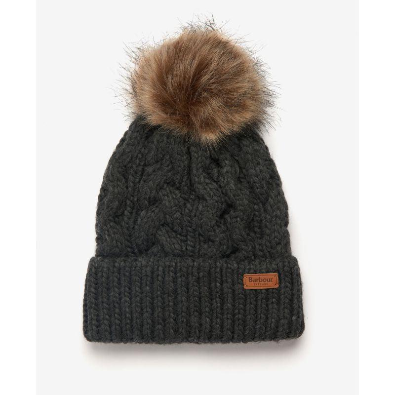 Barbour Penshaw Cable Ladies PomPom Hat - Charcoal - William Powell