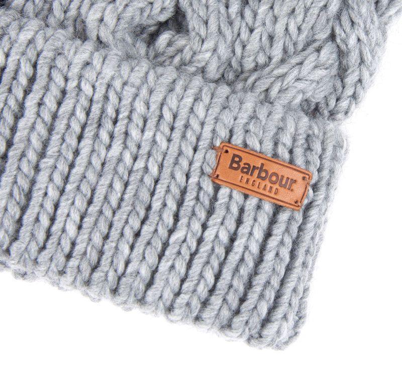 Barbour Penshaw Cable Ladies PomPom Hat - Grey - William Powell