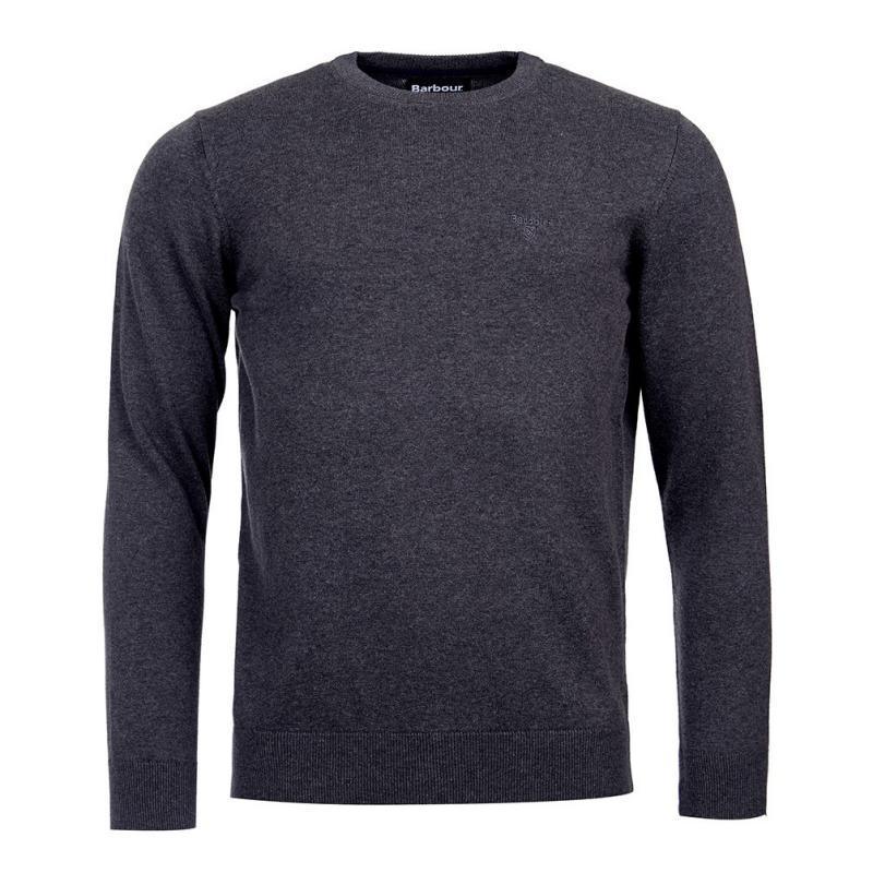 Barbour Pima Cotton Mens Crew Neck Jumper - Charcoal - William Powell