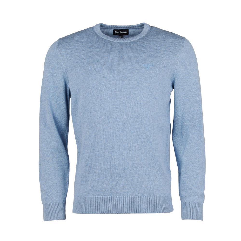 Barbour Pima Cotton Mens Crew Neck Jumper - Dark Chambray - William Powell