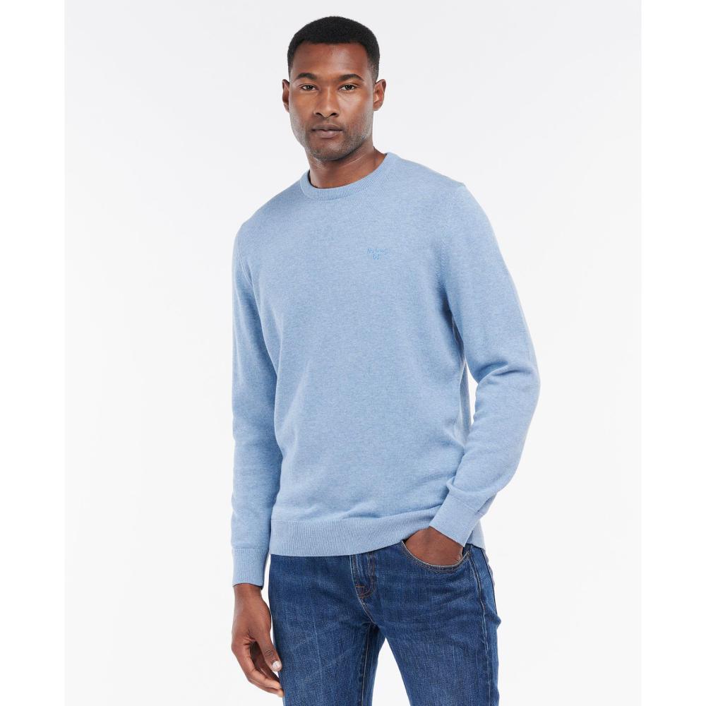 Barbour Pima Cotton Mens Crew Neck Jumper - Dark Chambray - William Powell