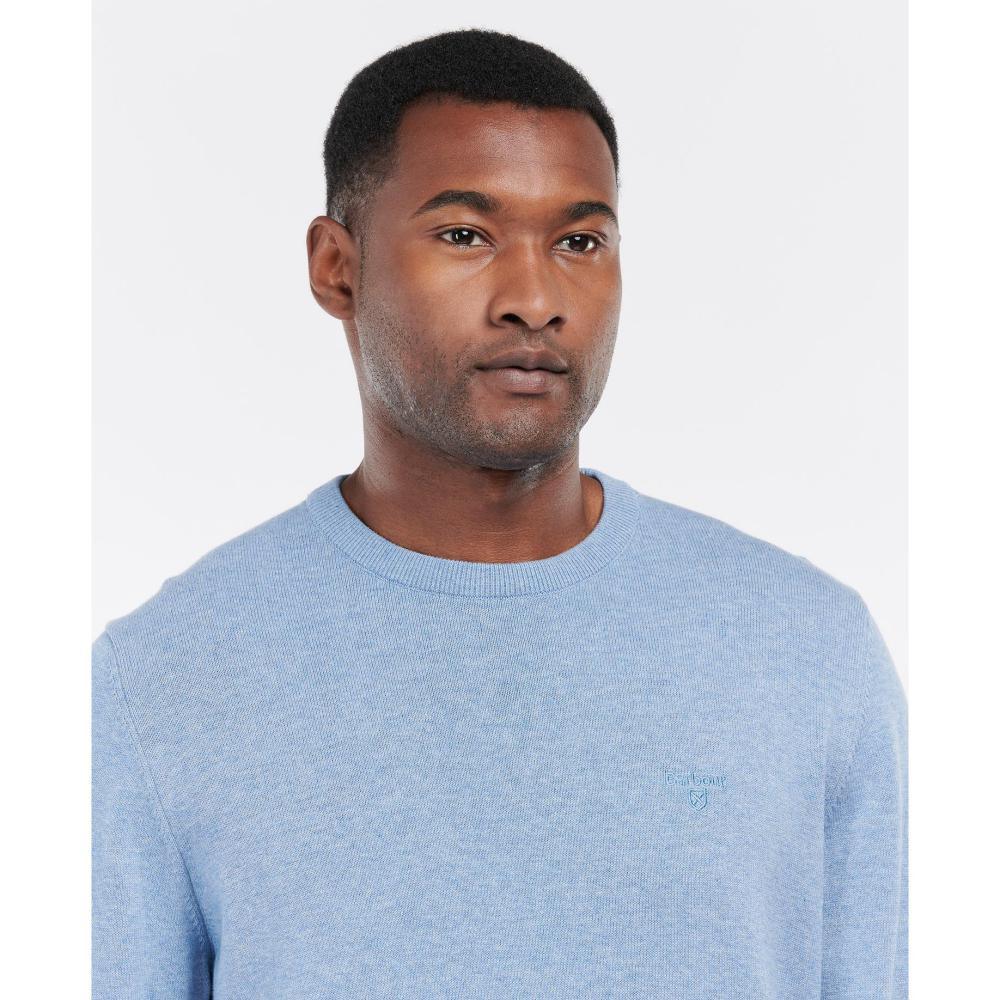 Barbour Pima Cotton Mens Crew Neck Jumper - Dark Chambray - William Powell