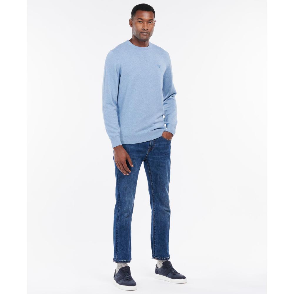 Barbour Pima Cotton Mens Crew Neck Jumper - Dark Chambray - William Powell