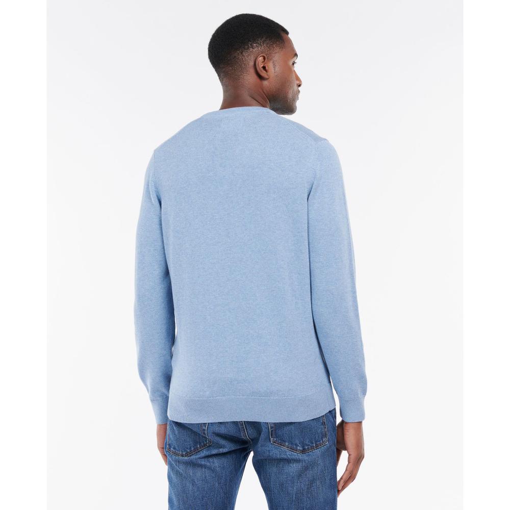 Barbour Pima Cotton Mens Crew Neck Jumper - Dark Chambray - William Powell