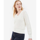 Barbour Primrose Ladies V-Neck Cable Knit - Cream - William Powell