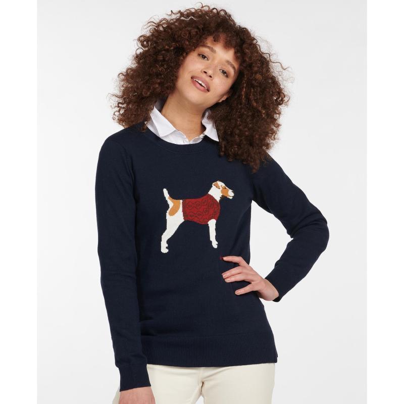 Barbour Saddle Ladies Knit - Navy - William Powell